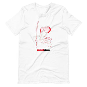 Gaming T-Shirt - I'd Rather Be Gaming - Fighting Gears - Red - Alternative - White - Dubsnatch