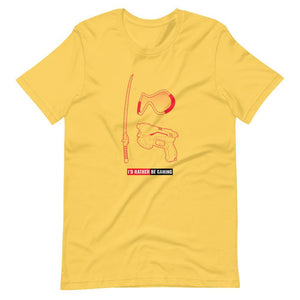 Gaming T-Shirt - I'd Rather Be Gaming - Fighting Gears - Red - Alternative - Yellow - Dubsnatch
