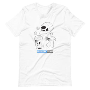 Gaming T-Shirt - Professional Trainer - Monsters Catching Items - Blue - Alternative - White - Dubsnatch