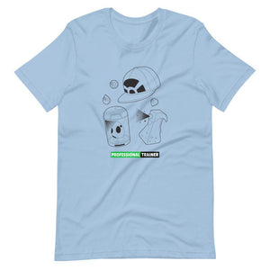 Gaming T-Shirt - Professional Trainer - Monsters Catching Items - Green - Alternative - Light Blue - Dubsnatch