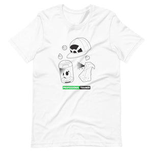 Gaming T-Shirt - Professional Trainer - Monsters Catching Items - Green - Alternative - White - Dubsnatch