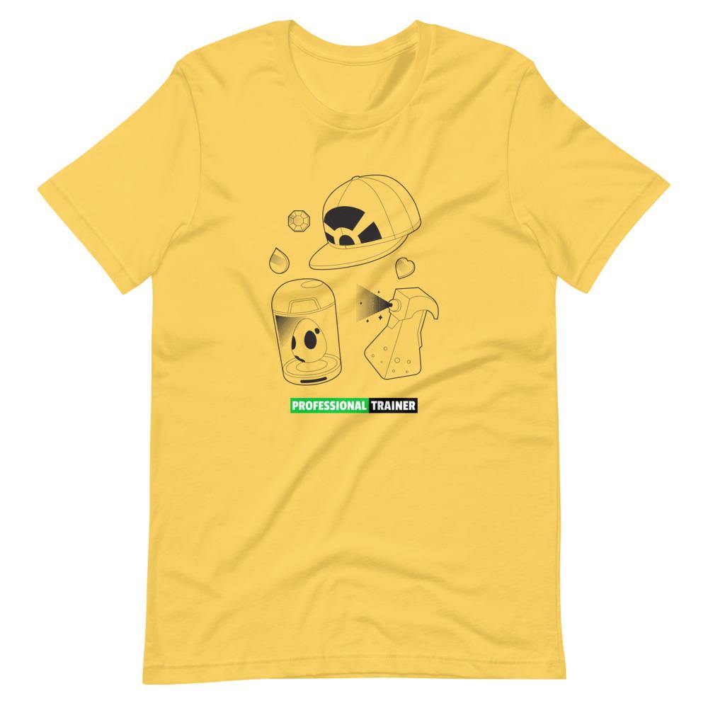 Gaming T-Shirt - Professional Trainer - Monsters Catching Items - Green - Alternative - Yellow - Dubsnatch