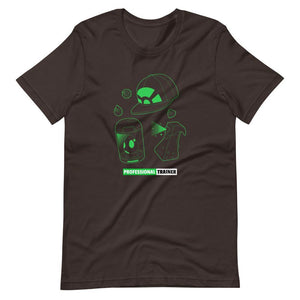 Gaming T-Shirt - Professional Trainer - Monsters Catching Items - Green - Brown - Dubsnatch