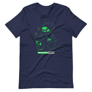 Gaming T-Shirt - Professional Trainer - Monsters Catching Items - Green - Navy - Dubsnatch
