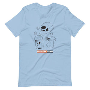 Gaming T-Shirt - Professional Trainer - Monsters Catching Items - Orange - Alternative - Light Blue - Dubsnatch