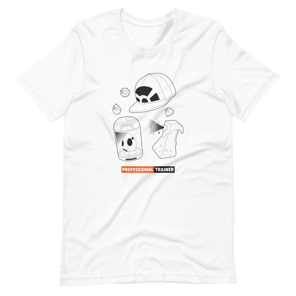 Gaming T-Shirt - Professional Trainer - Monsters Catching Items - Orange - Alternative - White - Dubsnatch