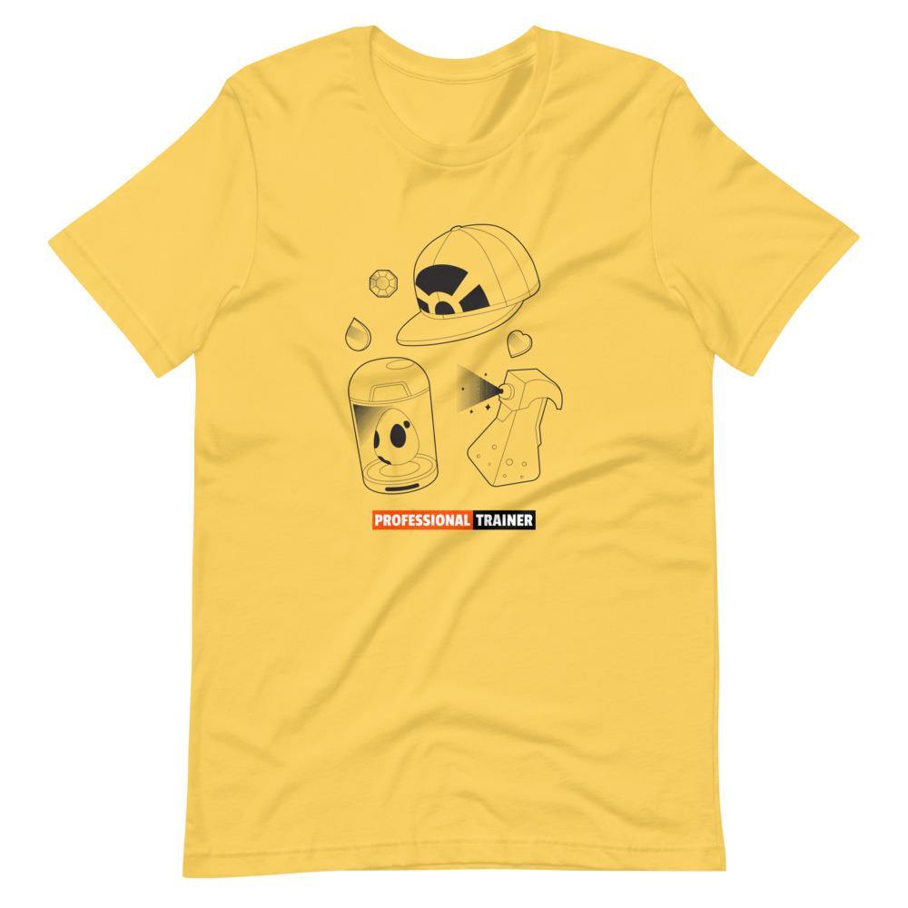 Gaming T-Shirt - Professional Trainer - Monsters Catching Items - Orange - Alternative - Yellow - Dubsnatch