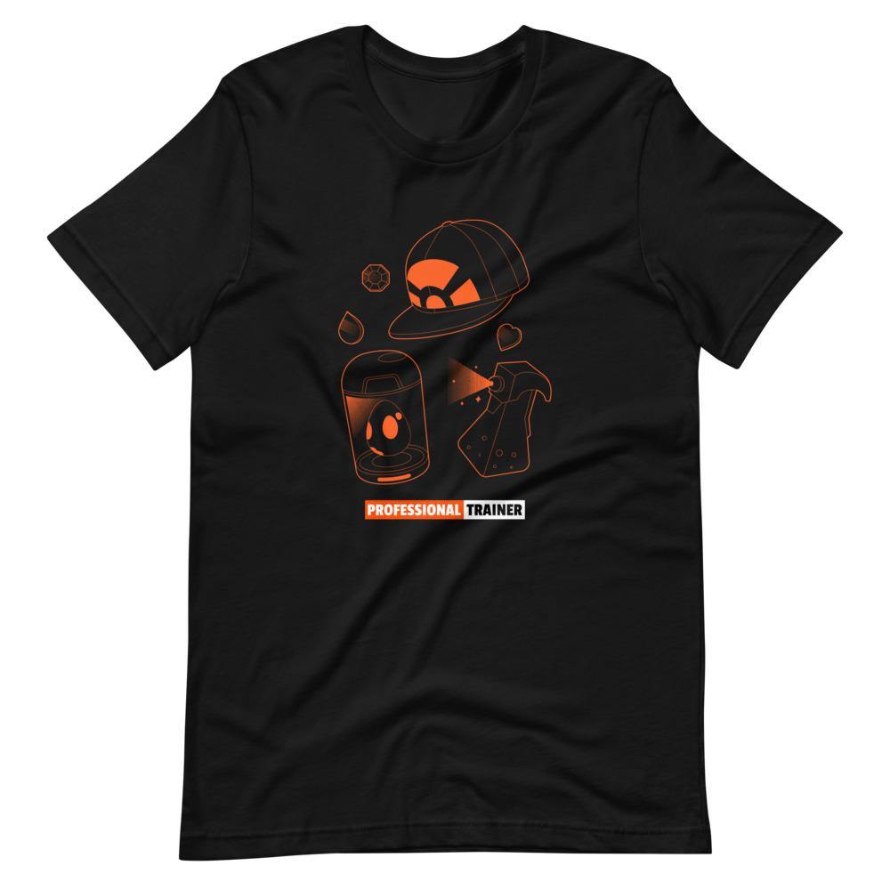 Gaming T-Shirt - Professional Trainer - Monsters Catching Items - Orange - Black - Dubsnatch