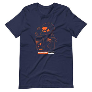 Gaming T-Shirt - Professional Trainer - Monsters Catching Items - Orange - Navy - Dubsnatch
