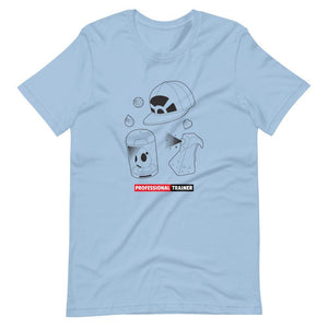 Gaming T-Shirt - Professional Trainer - Monsters Catching Items - Red - Alternative - Light Blue - Dubsnatch