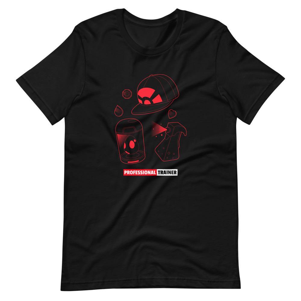 Gaming T-Shirt - Professional Trainer - Monsters Catching Items - Red - Black - Dubsnatch