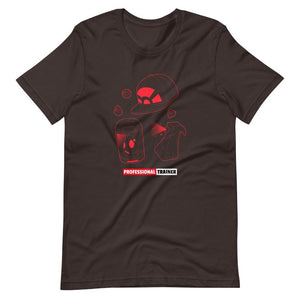 Gaming T-Shirt - Professional Trainer - Monsters Catching Items - Red - Brown - Dubsnatch