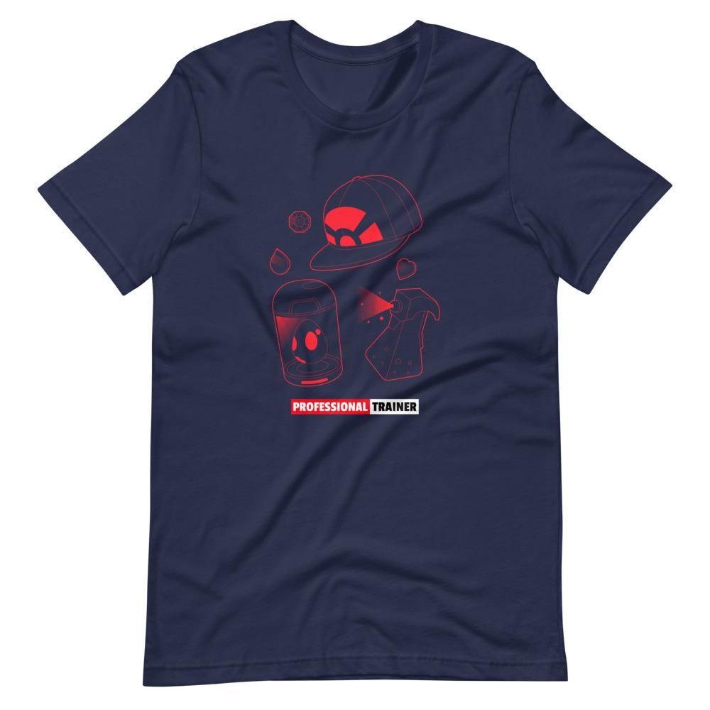 Gaming T-Shirt - Professional Trainer - Monsters Catching Items - Red - Navy - Dubsnatch
