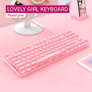 Girl Compact Keyboard Multimedia RGB Backlight Pastel Pink