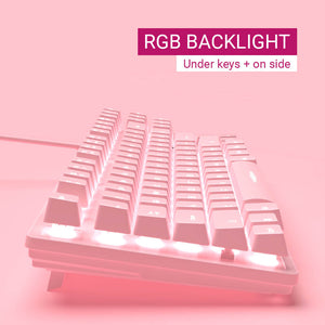 Girl Compact Keyboard Multimedia RGB Backlight Under Keys On Side