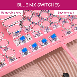Girl Mechanical Keyboard Blue MX Switch White Backlight Removable Keys
