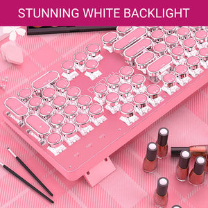 Girl Mechanical Keyboard Blue Switch White Backlight LED Lights