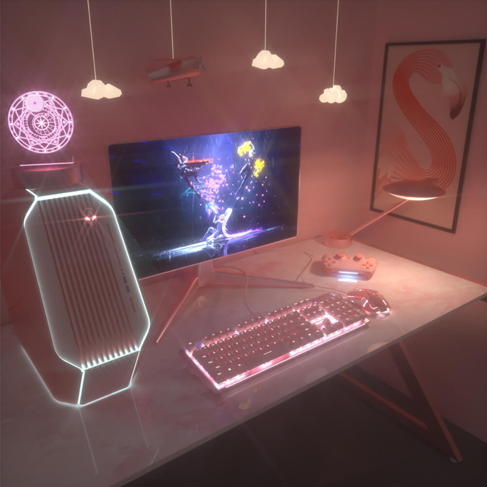 Girl Mechanical Keyboard Qwerty Backlight Gamer Room Setup