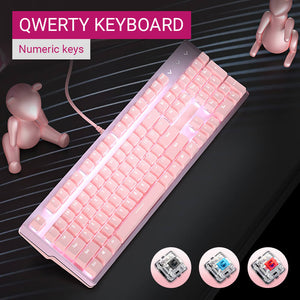 Girl Mechanical Keyboard Qwerty Backlight Numeric Keys