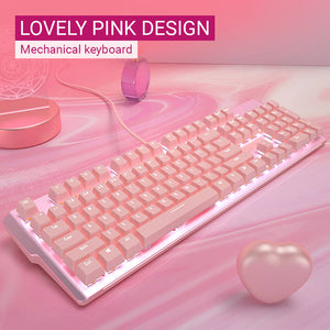 Girl Mechanical Keyboard Qwerty Backlight Pink Design