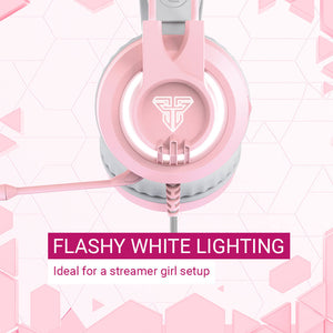 Girly Headset Noise Canceling Microphone White LED Light Jack