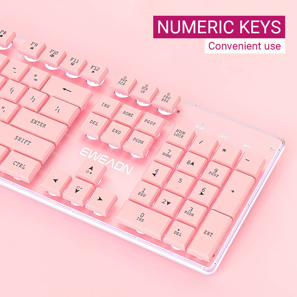 Girly Keyboard Backlight Numeric Keys USB Convenient Use