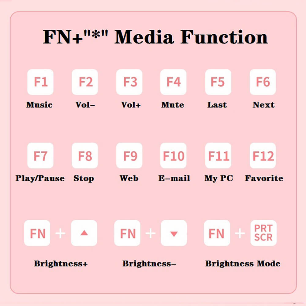 Girly Keyboard Backlight Numeric Keys USB Media Controls