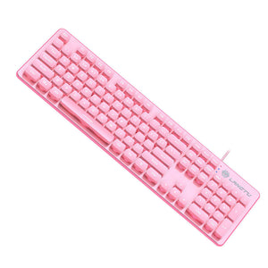 Girly Metal Keyboard Pink Backlight Silent Key Pic