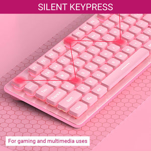 Girly Metal Keyboard Pink Backlight Silent Key Quiet Keypress