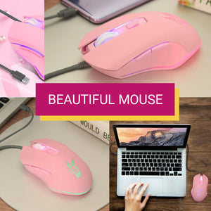 Beautiful Girly Mouse Wired 2400 DPI Backlight Type-C