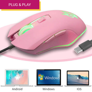 Girly Mouse Wired 2400 DPI Backlight Type-C Plug and Play