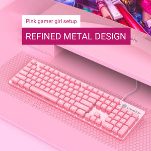 Girly Refined Metal Design Keyboard Pink Backlight Silent Key