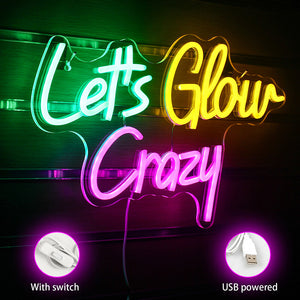 Glowing Crazy Neon Sign LED Lighting Features