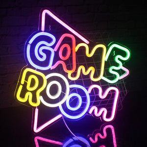 Glowing Game Room Neon Sign LED Light Reflection Picture