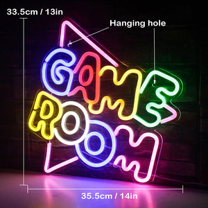 Glowing Game Room Neon Sign LED Light Size