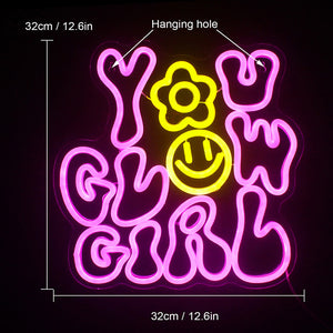 Glowing Girly Neon Sign LED Lighting Dimensions