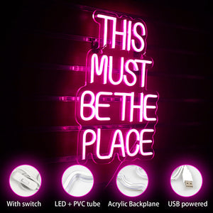 Glowing Right Place Neon Sign LED Light Features