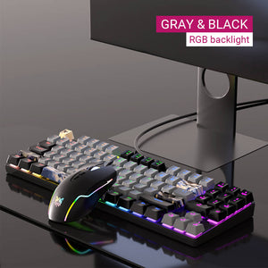 Gray Black Slim Dragon Combo Mechanical Keyboard Mouse RGB Backlight