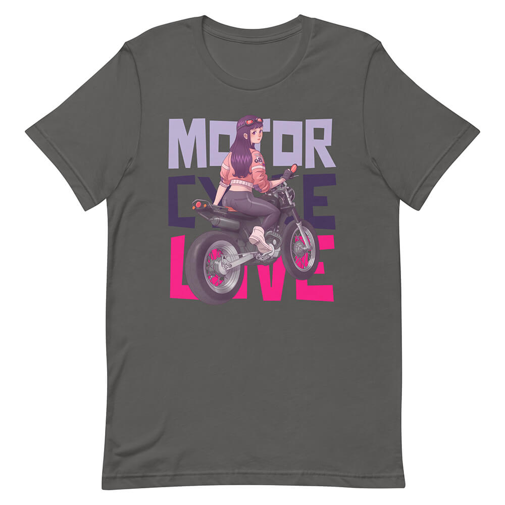 Gray Cute Biker Girl Shirt Motorcycle Love