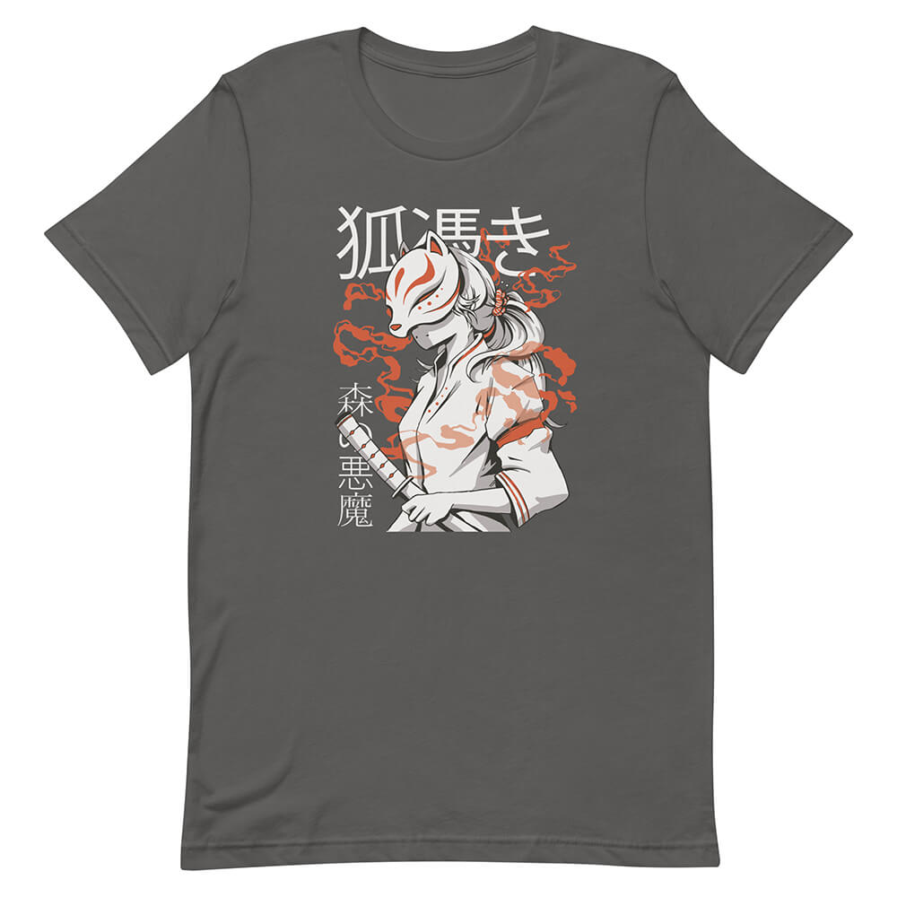 Gray Dark Shadow Kitsune Girl Shirt Black Widow Katana
