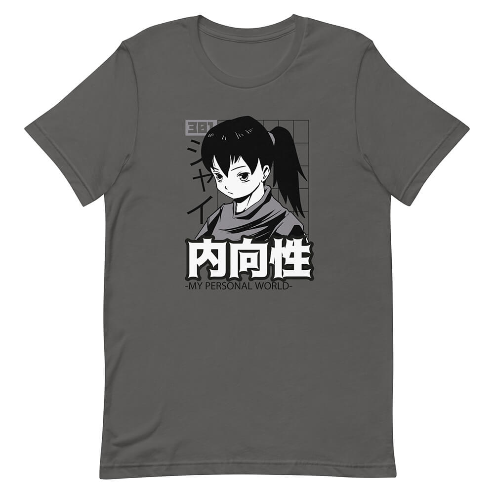 Gray Thinking Black Hair Ponytail Girl Shirt Inner World