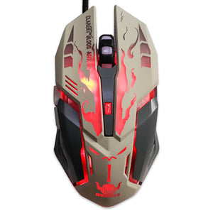 Gray Wired Game Mouse Optical 2400 DPI Backlight