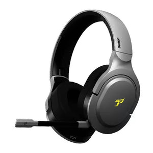 Gray 2.4Ghz Wireless Surround Sound Headset Microphone Active Noise Canceling RGB
