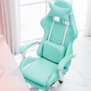 Green Candy Macaron Gaming Chair Footrest Reclining Back Seat Top View Pic