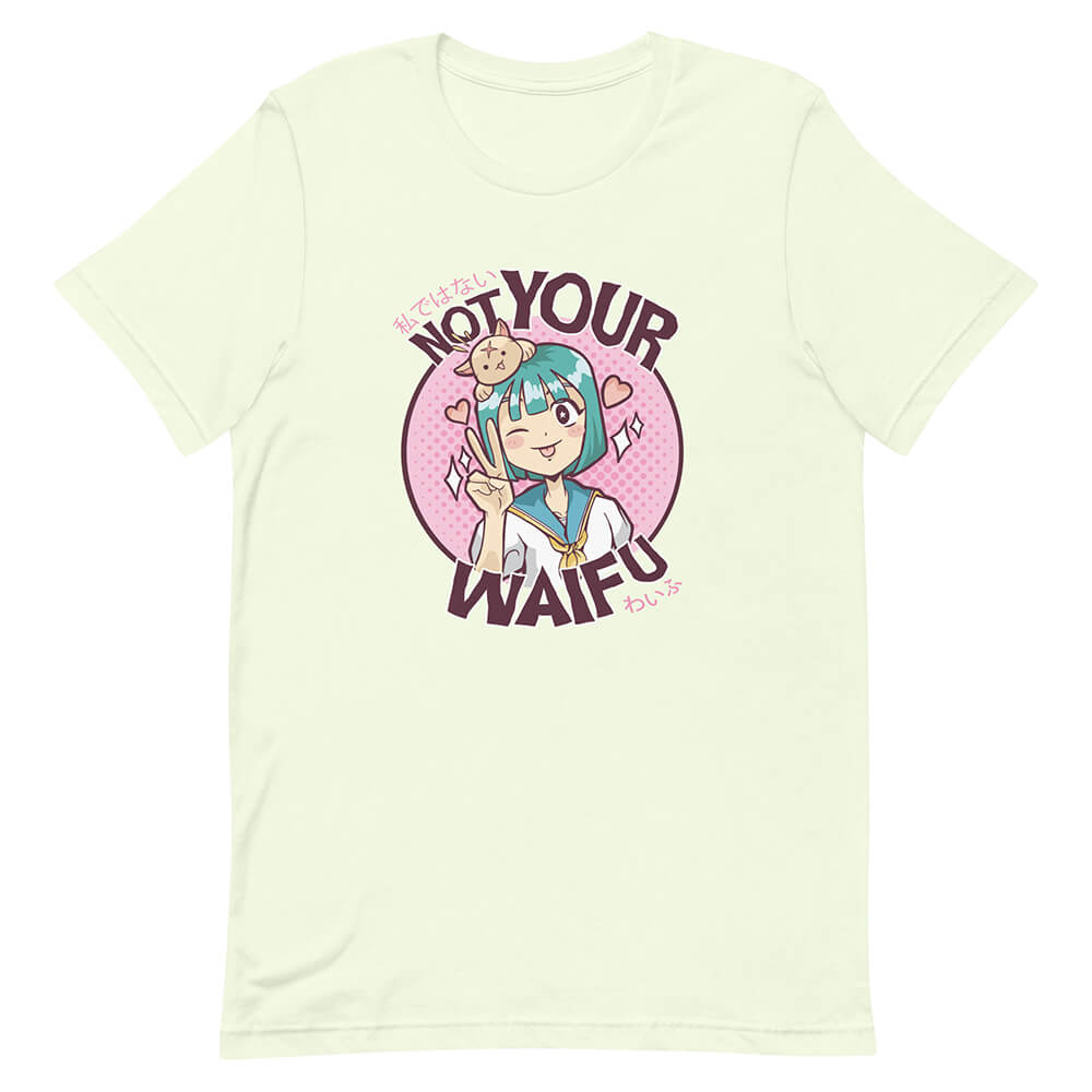 Green Color Funny Green Hair Not Anime Waifu Material Tee