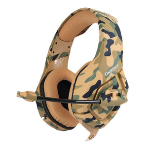 Green LED Camouflage Armor Headset Mic Stereo 3.5mm Jack USB