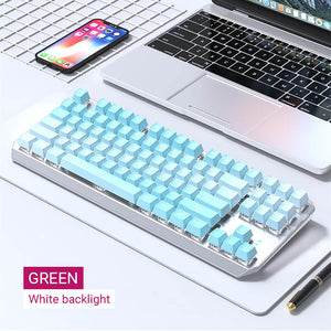 Green Slim Gradient Mechanical Keyboard White Backlight Hot-Swap