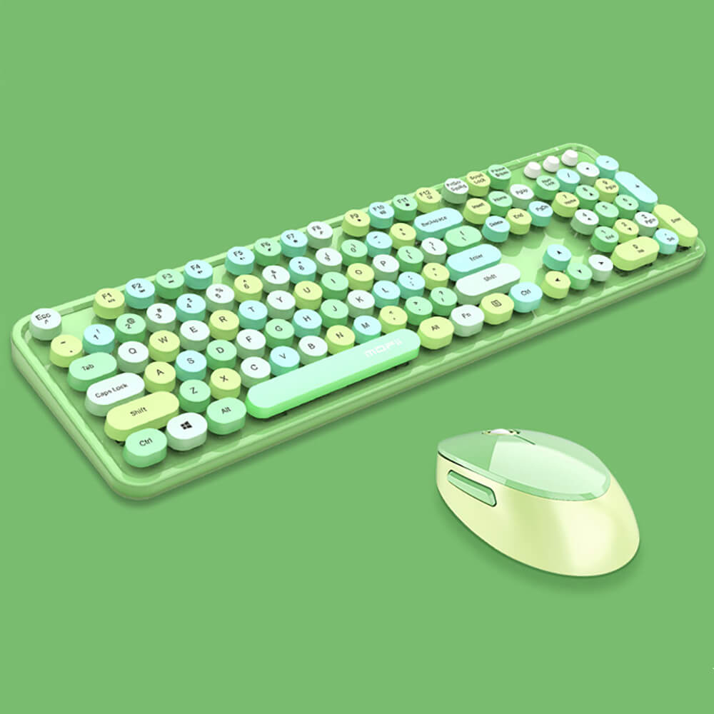 Dark Sea Green 2.4Ghz Wireless Candy Combo Keyboard Mouse Multimedia Multi-Color