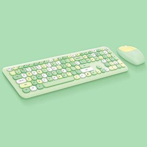 Dark Sea Green 2.4Ghz Wireless Macaron Color Combo Keyboard Mouse Multimedia