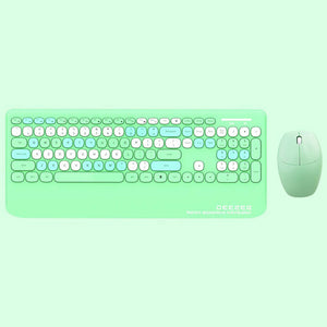 Green 2.4GHz Wireless Sweet Color Combo Keyboard Mouse Wrist Rest